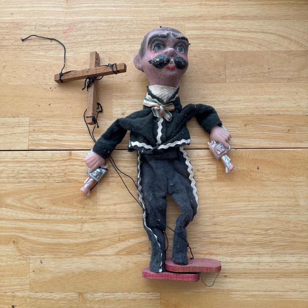 Vintage Handmade Bandido Mexican Marionette Puppet